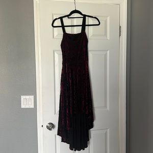 AQUA Velvet Burnout High/Low Midi Dress, Size L